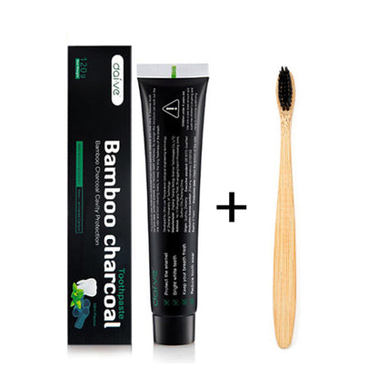 Bamboo Charcoal Toothpaste Teeth Whitening Powder Toothbrush Set